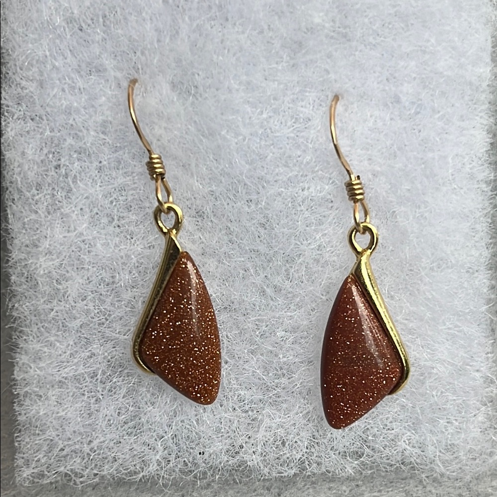 Elegant Goldstone Drop Earrings